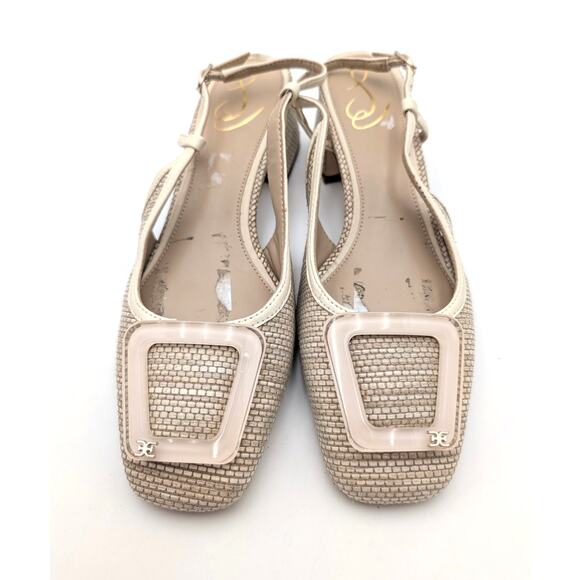 Sam Edelman Tracie Slingback Pump Women's Square Toe Light Natural Size US7 EU37 - Picture 8 of 11